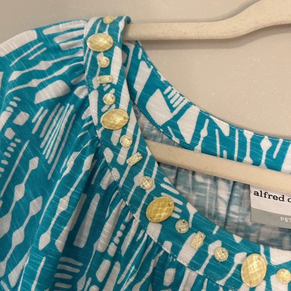 Alfred Dunner Women's Blue Patterned Top, Size PS - Picture 3 of 6